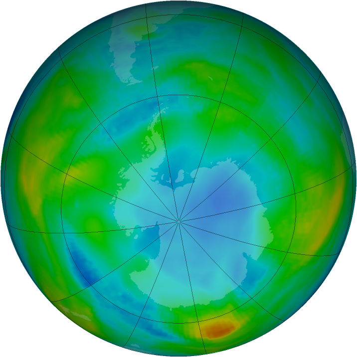 Antarctic ozone map for 27 July 1985